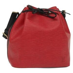 LOUIS VUITTON Epi Petit Noe Shoulder Bag Bicolor Black Red M44017